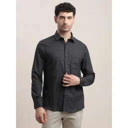 Turtle Black Cotton Slim Fit Dobby Shirt-picture-23