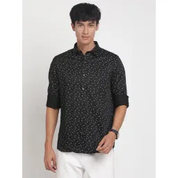 Turtle Black Cotton Slim Fit Printed Shirt-picture-17