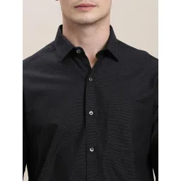 Turtle Black Cotton Slim Fit Self Design Shirt image 5