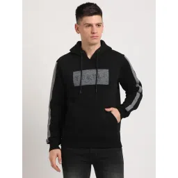 Turtle Black Relaxed Fit Logo Printed Hooded Sweatshirt-picture-14