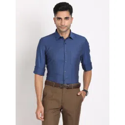 Turtle Blue Cotton Regular Fit Dobby Shirt-picture-32