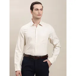 Turtle Classic Self Design Spread Collar Pure Cotton Regular Fit Formal Shirt-picture-10