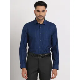 Turtle Classic Slim Fit Grid Tattersall Checks Cotton Formal Shirt-picture-34