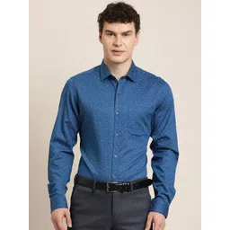 Turtle Classic Slim Fit Micro Ditsy Printed Pure Cotton Formal Opaque Shirt-picture-17