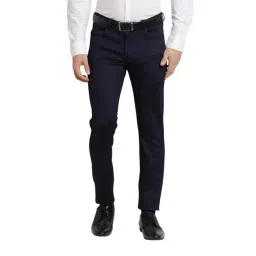 Turtle Dark Blue Knitted Ultra Slim Fit Dobby Trousers-picture-42