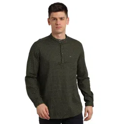 Turtle Dark Green Cotton Slim Fit Printed Shirt-picture-13