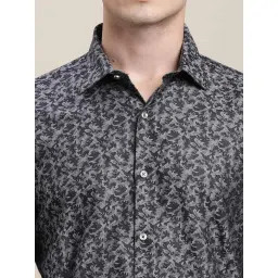 Turtle Grey Cotton Slim Fit Printed Shirt image 5