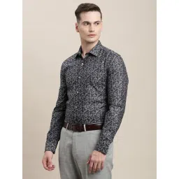 Turtle Grey Cotton Slim Fit Printed Shirt image 3