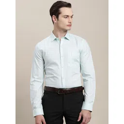 Turtle Grid Tattersall Checked Standard Slim Fit Giza Cotton Formal Shirt-picture-29