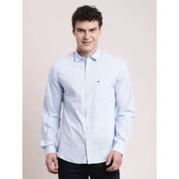Turtle Light Blue Cotton Slim Fit Printed Shirt-picture-10