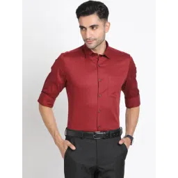 Turtle Maroon Cotton Slim Fit Shirt-picture-38