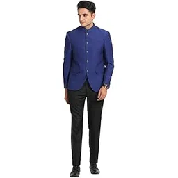 turtle Men 100% Cotton Tailored Fit Blue Formal Suits (2 Piece)-picture-40