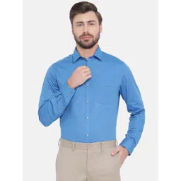 Turtle Men Blue Relaxed Slim Fit Solid Formal Shirt-picture-24