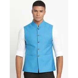 Turtle Men Blue Solid Nehru Jacket-picture-20