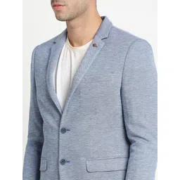 Turtle Men Blue Solid Single-Breasted Blazer image 4
