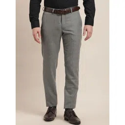 Turtle Men Checked Tailored Skinny Fit Formal Trousers-picture-33