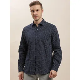 Turtle Men Classic Spread Collar Micro Ditsy Printed Lyocell Slim Fit Formal Shirt-picture-11