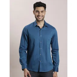 Turtle Men Classic Spread Collar Solid Cotton Slim Fit Formal Shirt-picture-30