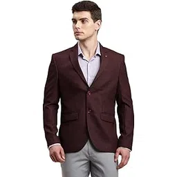 turtle Men Cotton Stretch Self Design Relaxed Fit Brown Blazer||Men's Blazer-picture-26