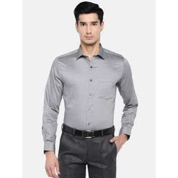 Turtle Men Grey Slim Fit Solid Formal Shirt-picture-14