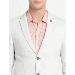 Turtle Men Grey Solid Single-Breasted Formal Blazer image 2