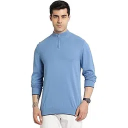 turtle Men Knitted Slim Fit Full Sleeve Light Blue Pullover-picture-37