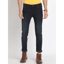 Turtle Men Narrow Tapered Fit Clean Look Mid Rise Stretchable Jeans-picture-23