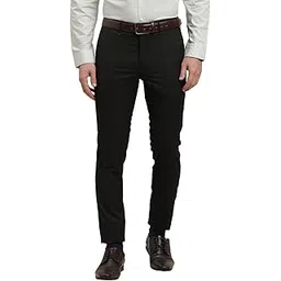 turtle Men Poly Viscose Black Checkered Ultra Slim Fit Formal Trouser-picture-54