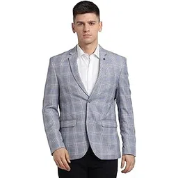 turtle Men Poly Viscose Checkered Light Blue Blazer-picture-36