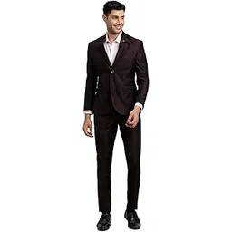 turtle Men Poly-Viscose Dobby Print Full Sleeve Two Piece Brown Formal Suit-picture-34