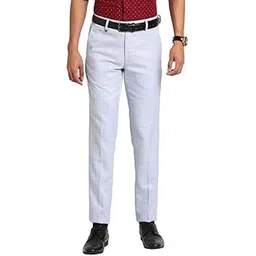 turtle Men Poly Viscose Light Blue Checkered Ultra Slim Fit Flat Front Formal Trouser-picture-47