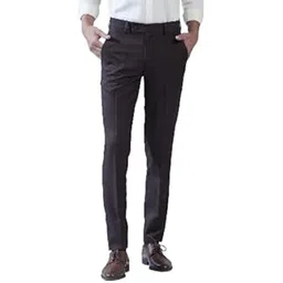 turtle Men Poly Viscose Solid Slim Fit Brown Formal Trousers-picture-26