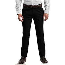 turtle Men Poly Viscose Solid Slim Navy Blue Image Formal Trousers-picture-18
