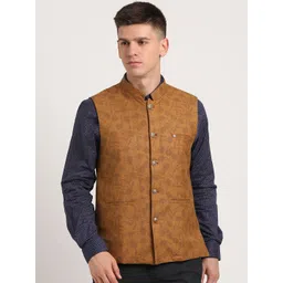Turtle Men Printed Woven Nehru Jackets-picture-34
