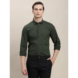 Turtle Men Relaxed Slim Fit Geometric Printed Spread Collar Cotton Casual Shirt-picture-34