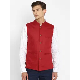 Turtle Men Self Design Slim-Fit Nehru Jacket-picture-21