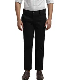 turtle Men Skinny Fit Black Cotton Blend Trousers-picture-14
