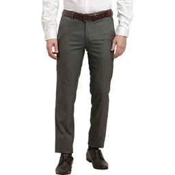 turtle Men Slim Fit Grey Cotton Blend Trousers-picture-14