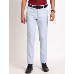 Turtle Men Smart Slim Fit Checkered Formal Trousers-picture-29