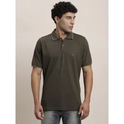 Turtle Men Solid Polo Collar Cotton Slim Fit T-shirt-picture-40