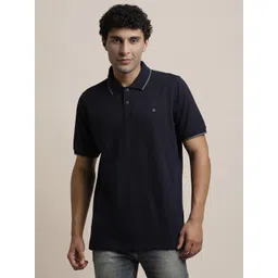 Turtle Men Solid Polo Collar Cotton Slim Fit T-shirt-picture-36