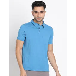 Turtle Men Solid Polo Collar Pocket Slim Fit T-shirt-picture-12