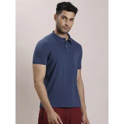 Turtle Men Solid Polo Collar Pockets Slim Fit T-shirt image 4