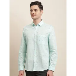 Turtle Men Standard Fit Abstract Printed Cotton Linen Formal Shirt-picture-22