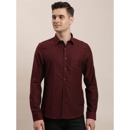 Turtle Men Standard Fit Spread Collar Solid Cotton Formal Shirt-picture-23
