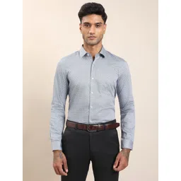 Turtle Men Standard Slim Fit Geometric Printed Spread Collar Cotton Formal Shirt-picture-22