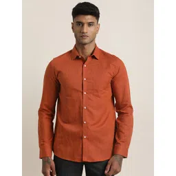 Turtle Men Standard Slim Fit Solid Spread Collar Formal Shirt-picture-27