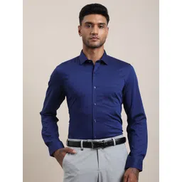 Turtle Men Standard Slim Fit Solid Spread Collar Pure Cotton Formal Shirt-picture-22