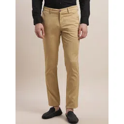 Turtle Men Striped Relaxed Tapered Fit Chinos Trousers-picture-35