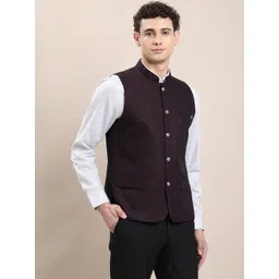 Turtle Men Tailored Fit Mandarin Collar Sleeveless Nehru Jacket-picture-28